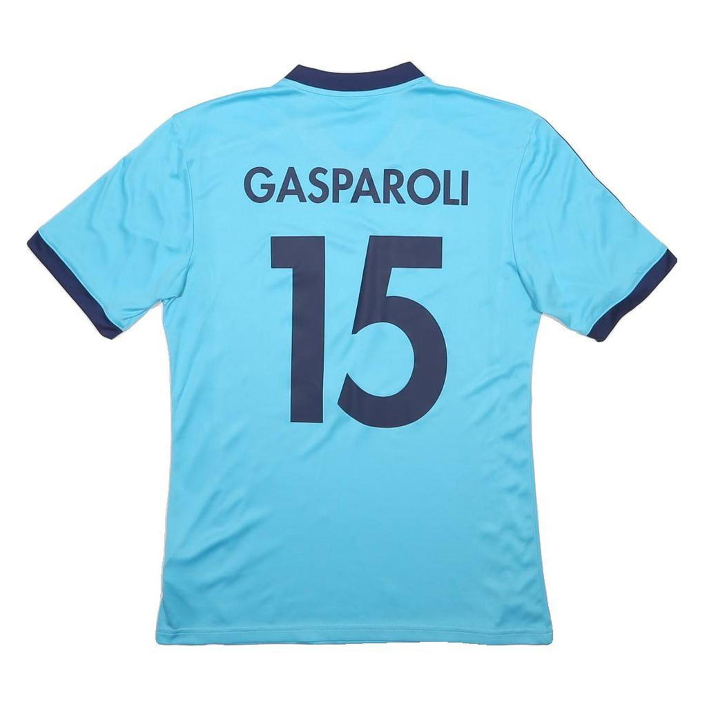 ADIDAS Mens Blue FC Wädenswil Football Shirt S Short Sleeve V-Neck Gasparoli 15