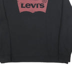 LEVI'S Mens Black Cotton Blend Crew Neck Sweatshirt XL Logo Print Casual