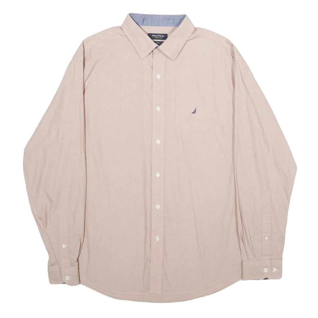 NAUTICA Mens Beige Classic Fit XL Cotton Shirt Long Sleeve Button Collar