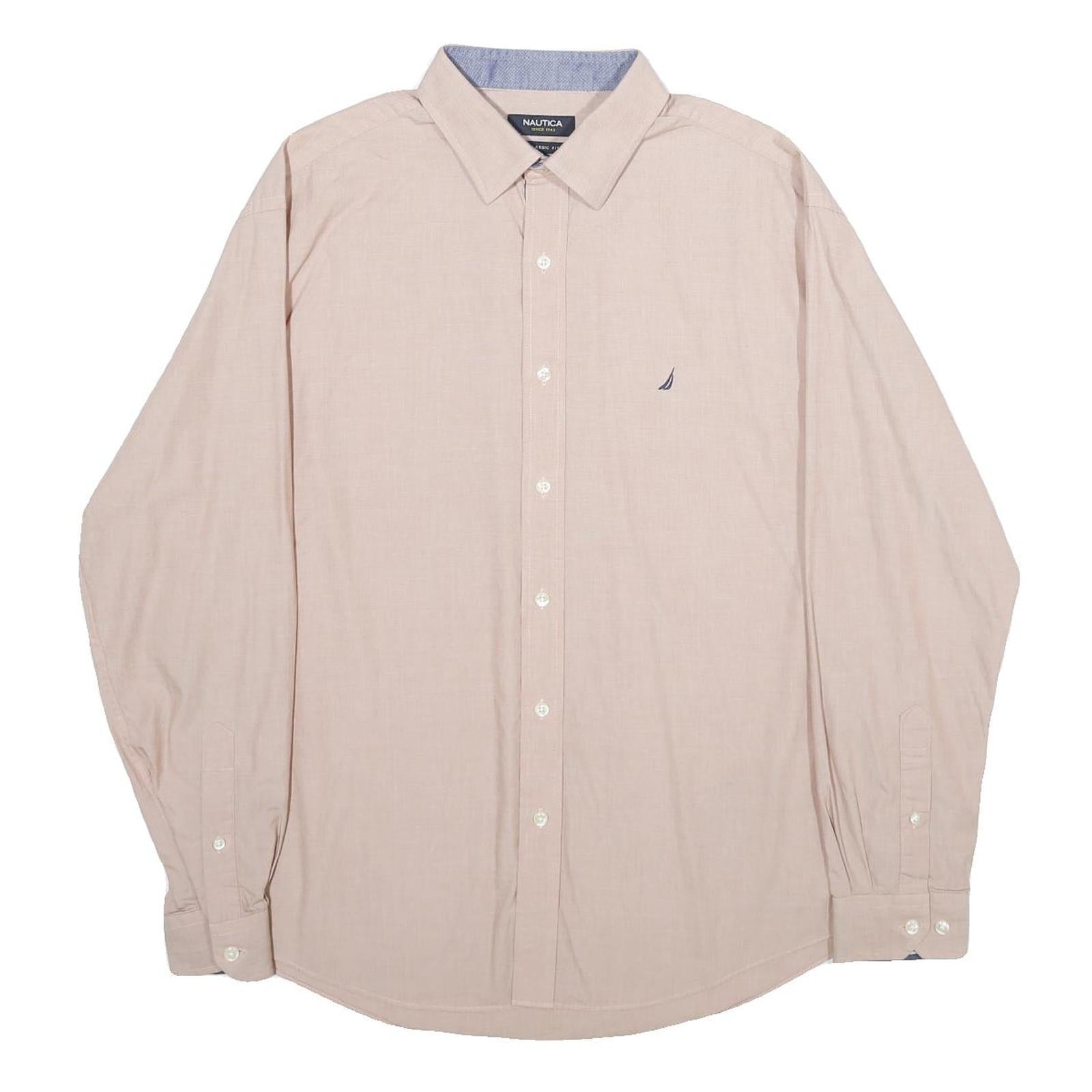 NAUTICA Mens Beige Classic Fit XL Cotton Shirt Long Sleeve Button Collar