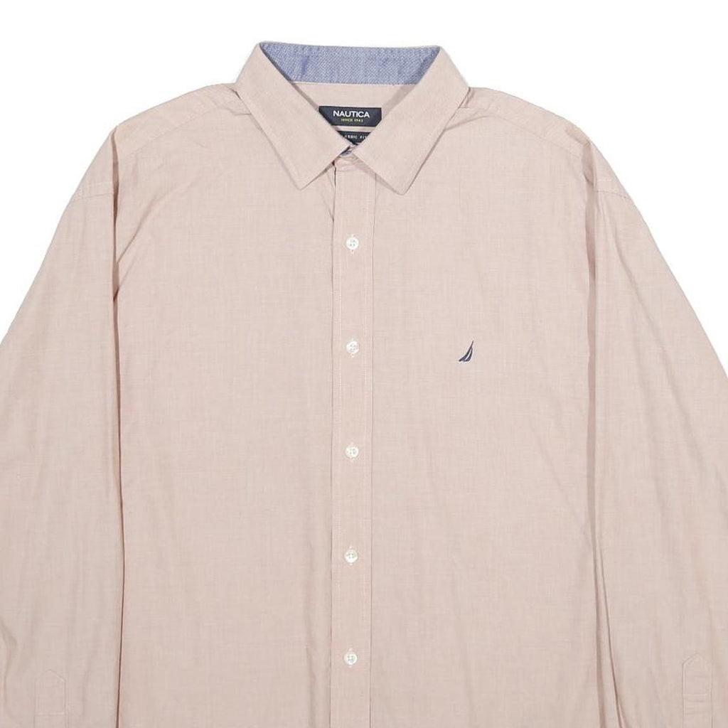 NAUTICA Mens Beige Classic Fit XL Cotton Shirt Long Sleeve Button Collar