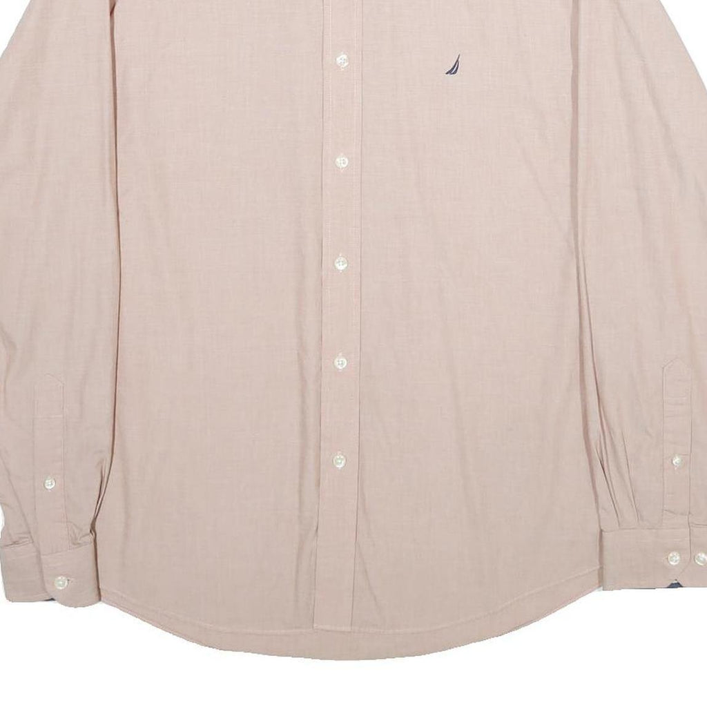 NAUTICA Mens Beige Classic Fit XL Cotton Shirt Long Sleeve Button Collar