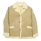 TOWN'N RANCH Womens Beige Faux Suede Button Jacket XL Shearling Trim Classic Fit