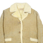 TOWN'N RANCH Womens Beige Faux Suede Button Jacket XL Shearling Trim Classic Fit