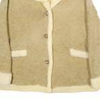 TOWN'N RANCH Womens Beige Faux Suede Button Jacket XL Shearling Trim Classic Fit