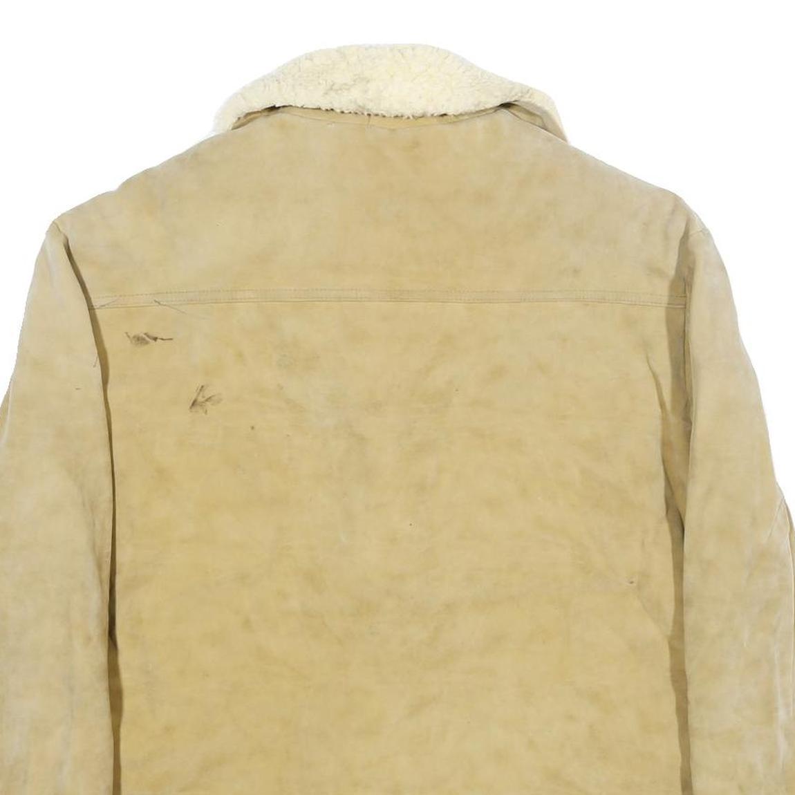 TOWN'N RANCH Womens Beige Faux Suede Button Jacket XL Shearling Trim Classic Fit