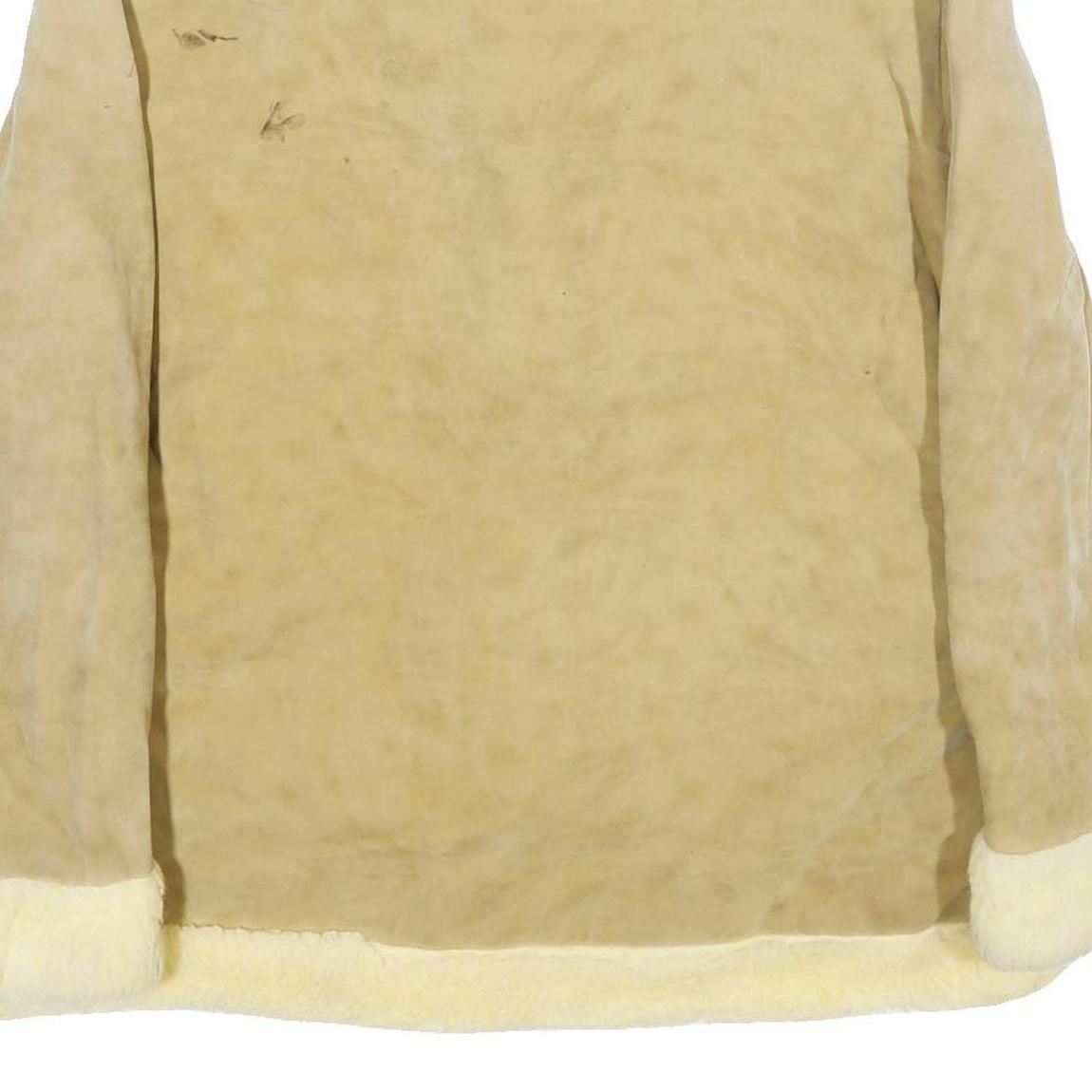 TOWN'N RANCH Womens Beige Faux Suede Button Jacket XL Shearling Trim Classic Fit