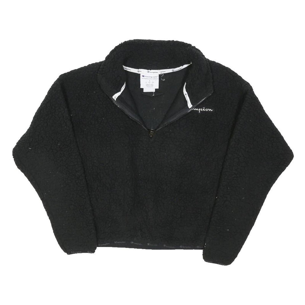 CHAMPION Mens Black Plain Polyester Blend Pullover Crew Neck Basic Knit S