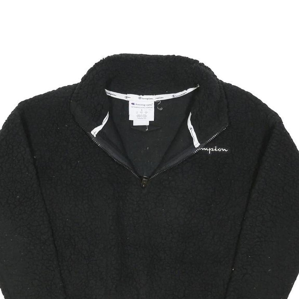 CHAMPION Mens Black Plain Polyester Blend Pullover Crew Neck Basic Knit S