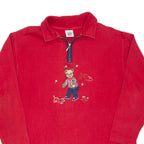 NEW TASTE Teddy Bear Womens Sweatshirt Red Collared M