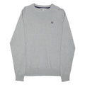 CREW CLOTHING Mens Grey Plain Cotton Blend Jumper Crew Neck Basic Knit S Casual