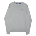 CREW CLOTHING Mens Grey Plain Cotton Blend Jumper Crew Neck Basic Knit S Casual