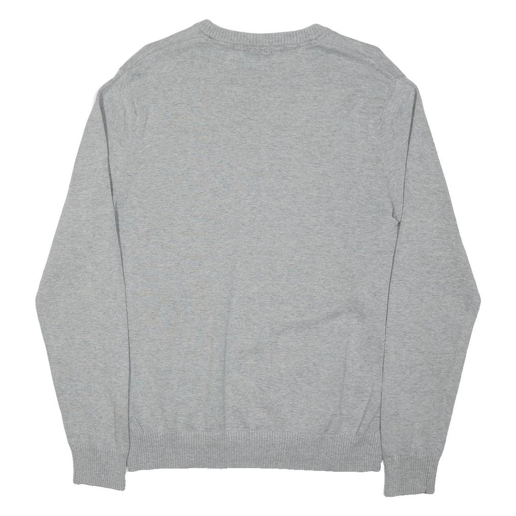 CREW CLOTHING Mens Grey Plain Cotton Blend Jumper Crew Neck Basic Knit S Casual