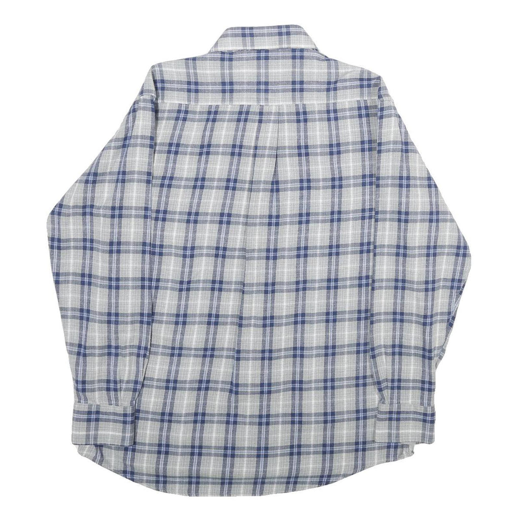 DEAUVIILLE Mens Blue & Grey Checked Cotton Shirt M Classic Button Collar