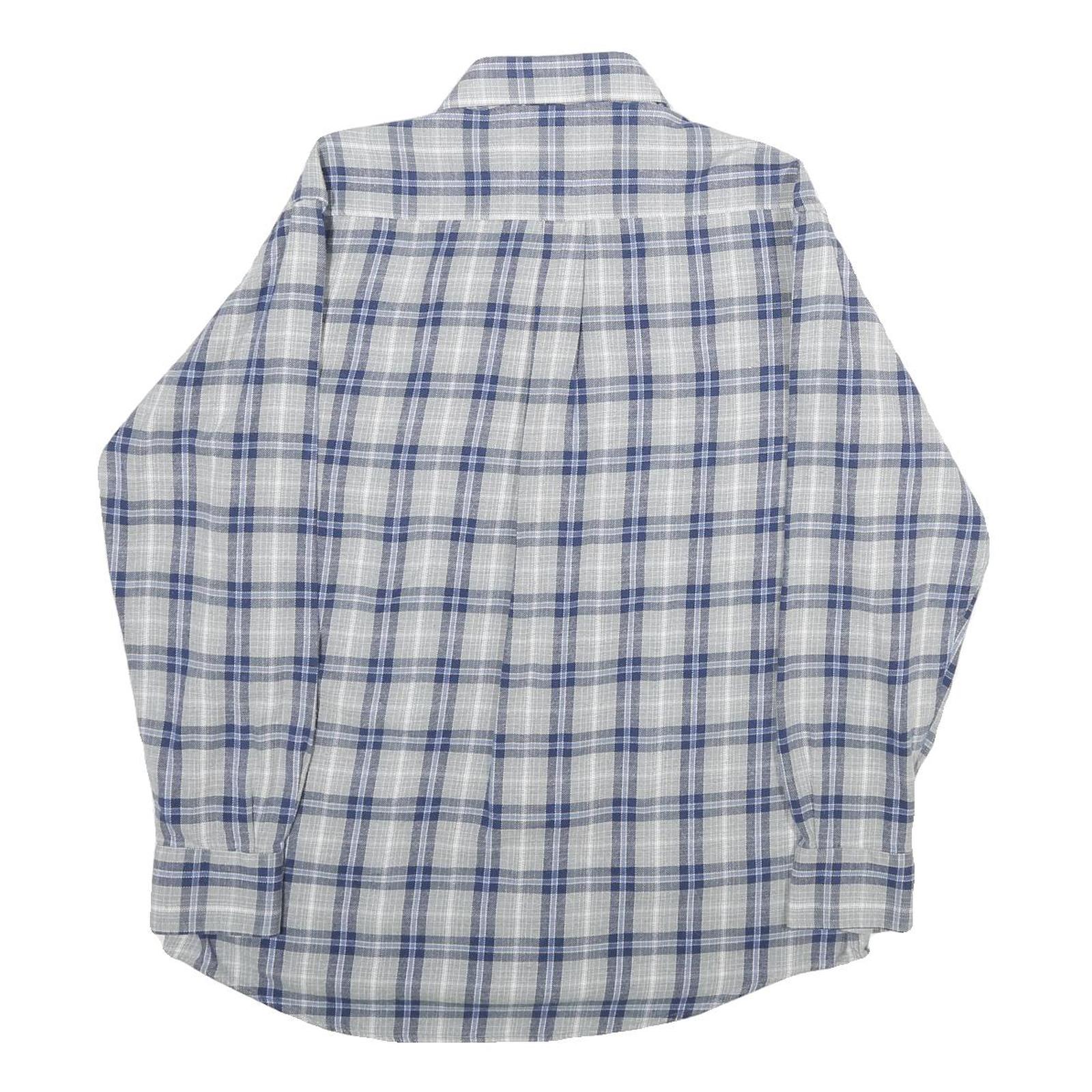 DEAUVIILLE Mens Blue & Grey Checked Cotton Shirt M Classic Button Collar