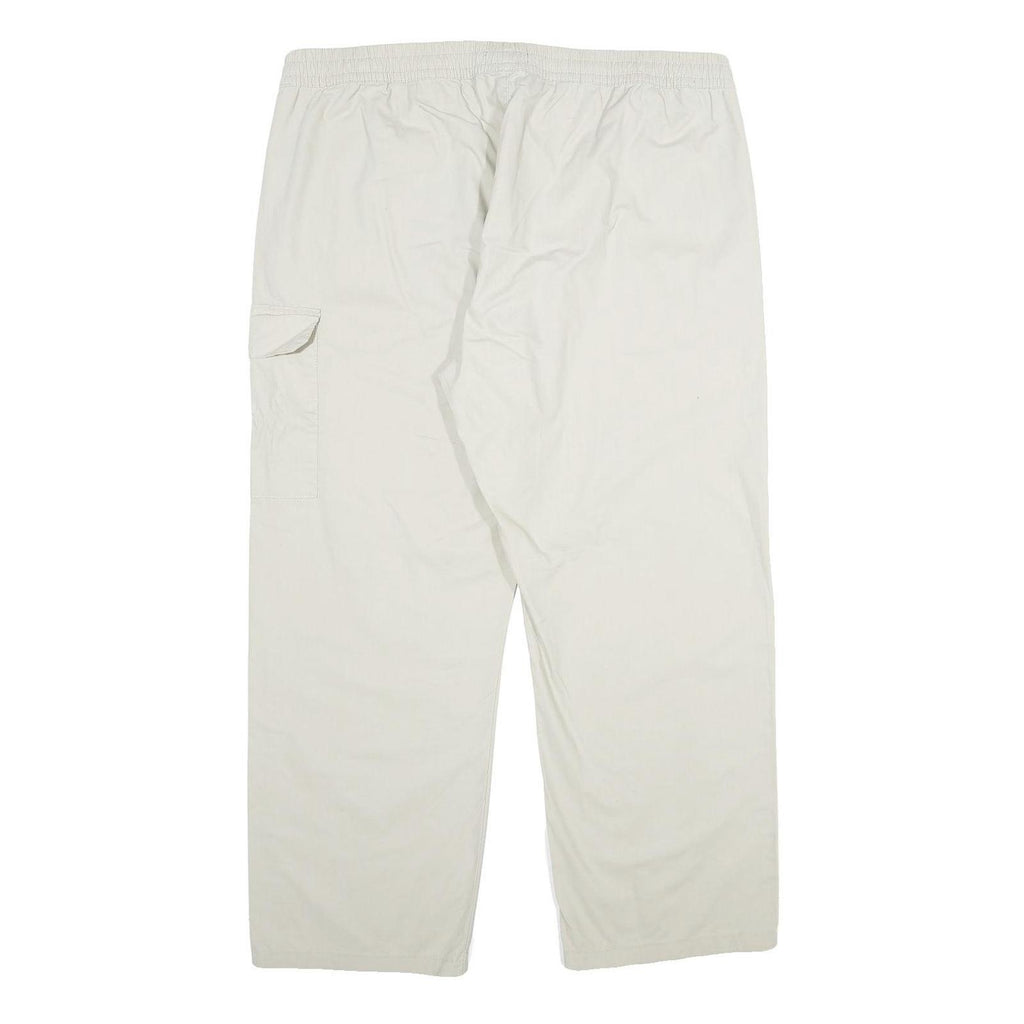 ATLAS FOR MEN Mens Cotton White Regular Drawstring Trousers W38 L30 Lightweight