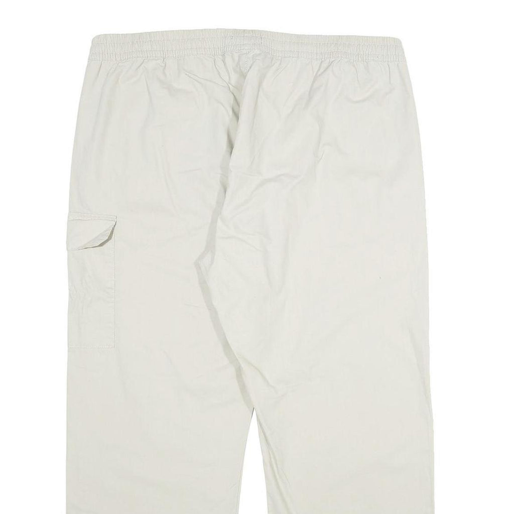 ATLAS FOR MEN Mens Cotton White Regular Drawstring Trousers W38 L30 Lightweight