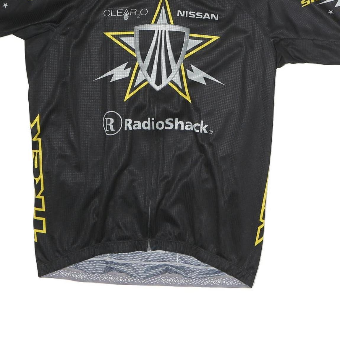 BON TRAGER Mens Black & Yellow RadioShack Cycling Jersey 2XL Short Sleeve Crew