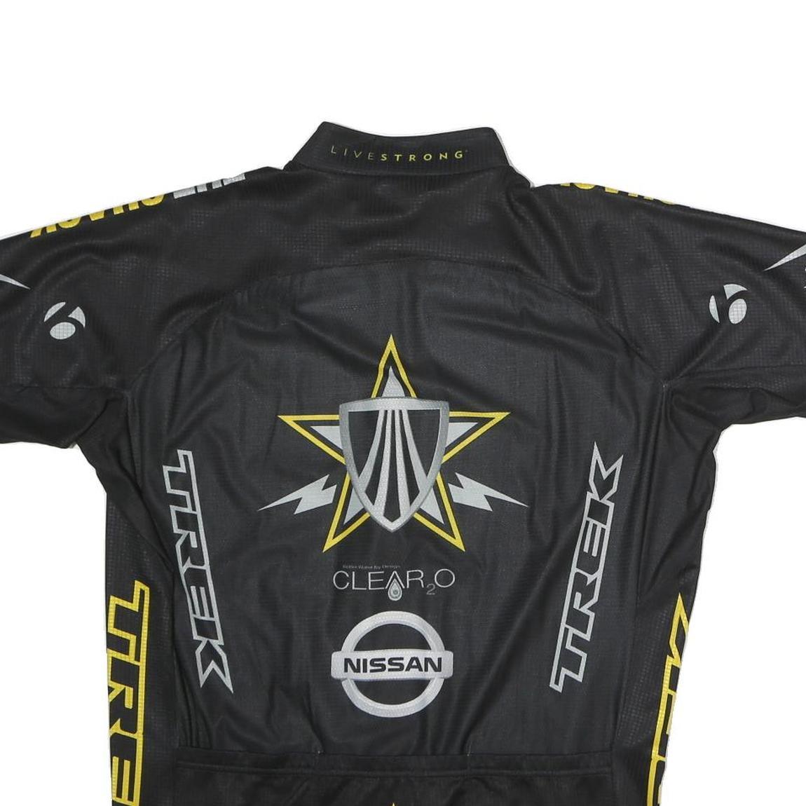 BON TRAGER Mens Black & Yellow RadioShack Cycling Jersey 2XL Short Sleeve Crew