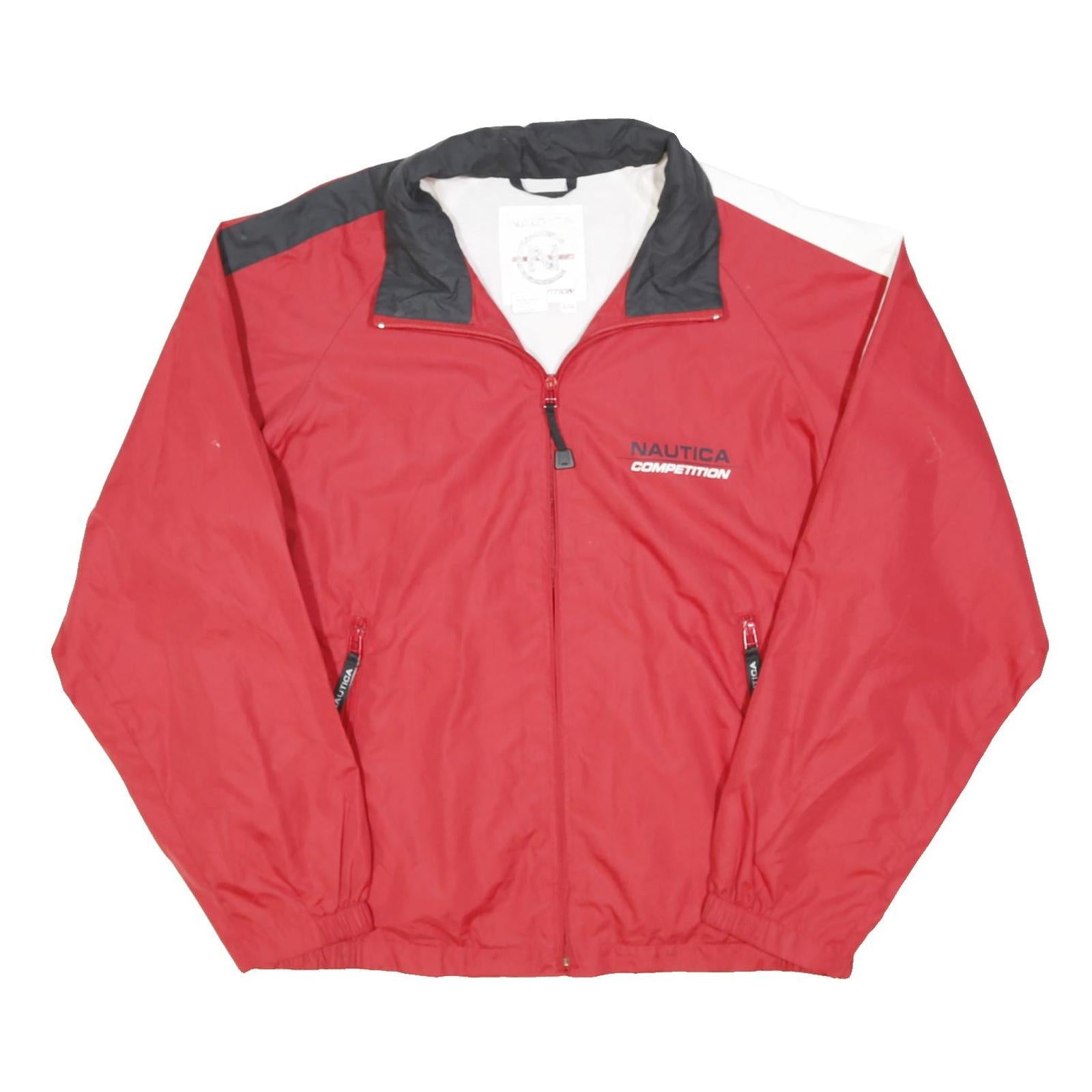 NAUTICA Mens Red & Black Competition Zip Jacket L Polyester Sportswear