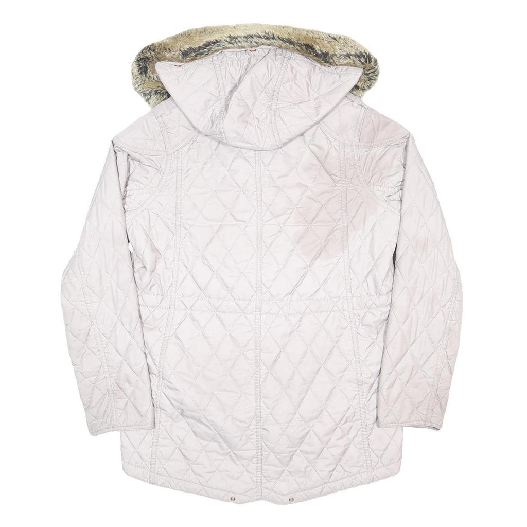 BARBOUR INTERNATIONAL Womens Cream Quilted Jacket M Synthetic Zip Hooded