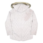 BARBOUR INTERNATIONAL Womens Cream Quilted Jacket M Synthetic Zip Hooded