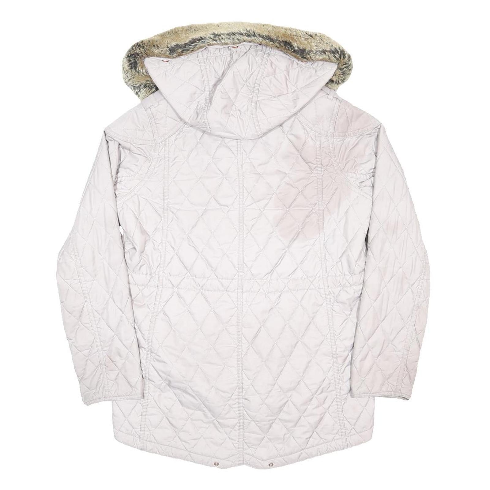 BARBOUR INTERNATIONAL Womens Cream Quilted Jacket M Synthetic Zip Hooded