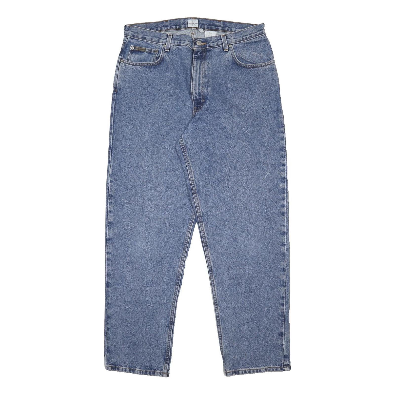 CALVIN KLEIN JEANS Mens Relaxed Blue Denim Medium W32 L30 Classic Cotton Zip