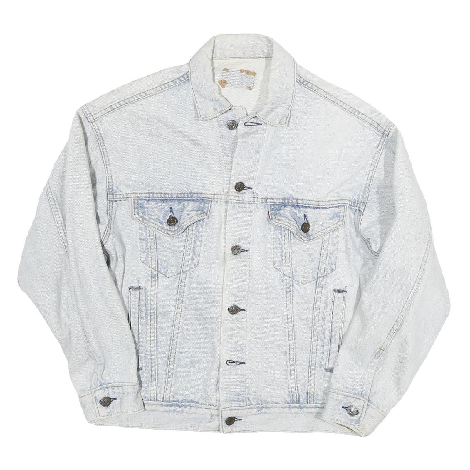 LEVI'S Mens Blue Cotton Blend Denim Jacket S Button Closure Classic Fit Casual