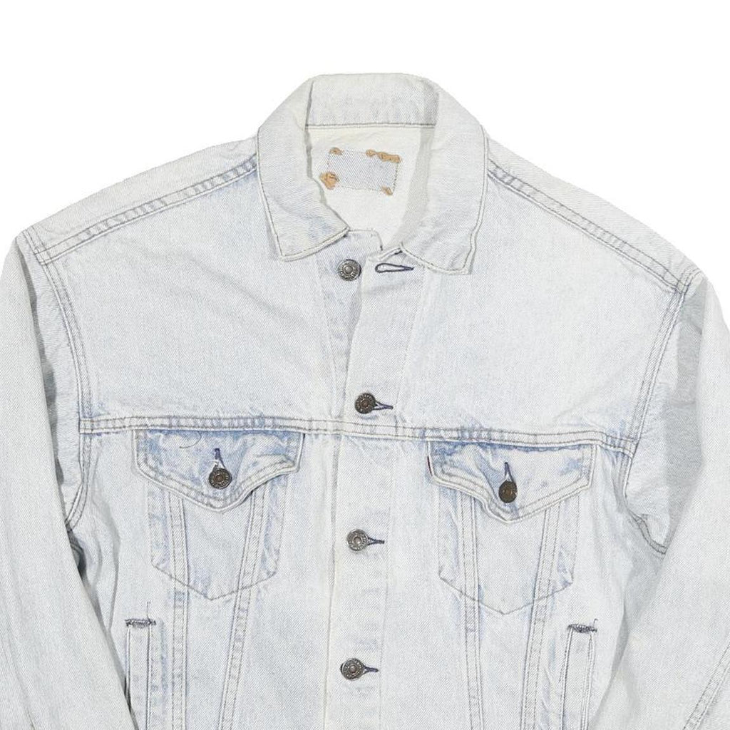 LEVI'S Mens Blue Cotton Blend Denim Jacket S Button Closure Classic Fit Casual