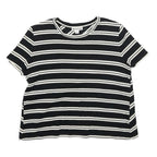 WHISTLES Womens Black & White Striped Basic Short Sleeve Crew Neck Top UK 12