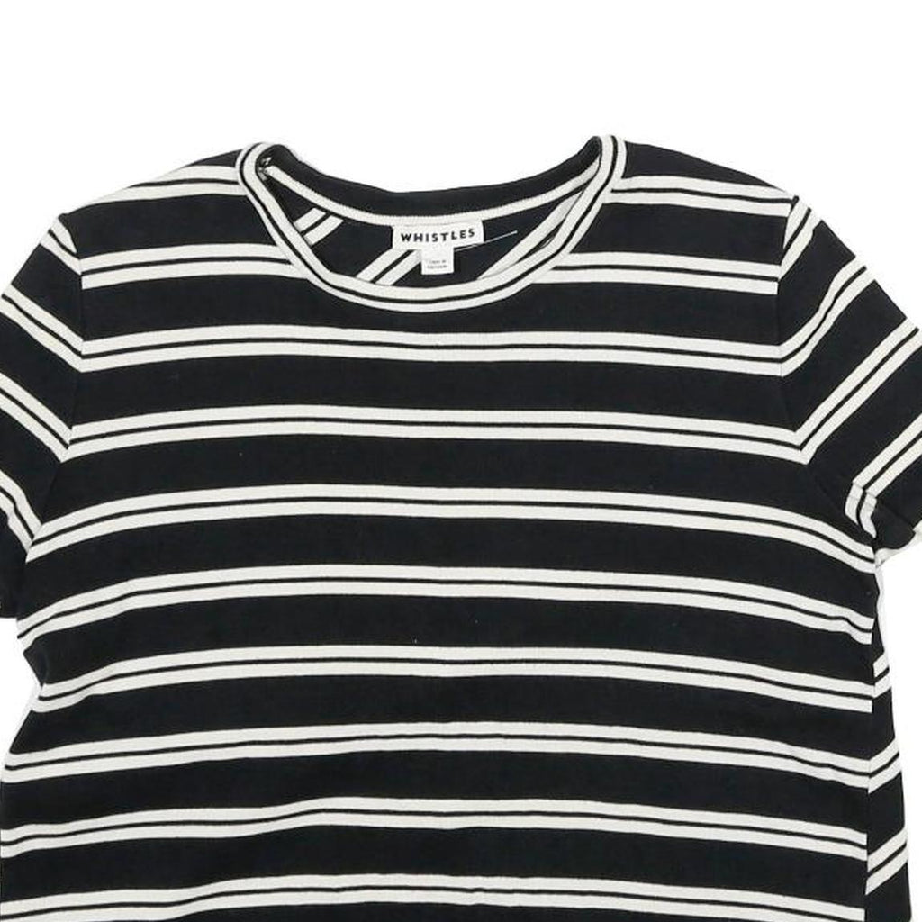 WHISTLES Womens Black & White Striped Basic Short Sleeve Crew Neck Top UK 12