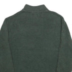 CHAPS Mens Green Jumper Cotton Pullover Button Neck Rib Knit L Elbow Patch