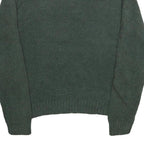 CHAPS Mens Green Jumper Cotton Pullover Button Neck Rib Knit L Elbow Patch