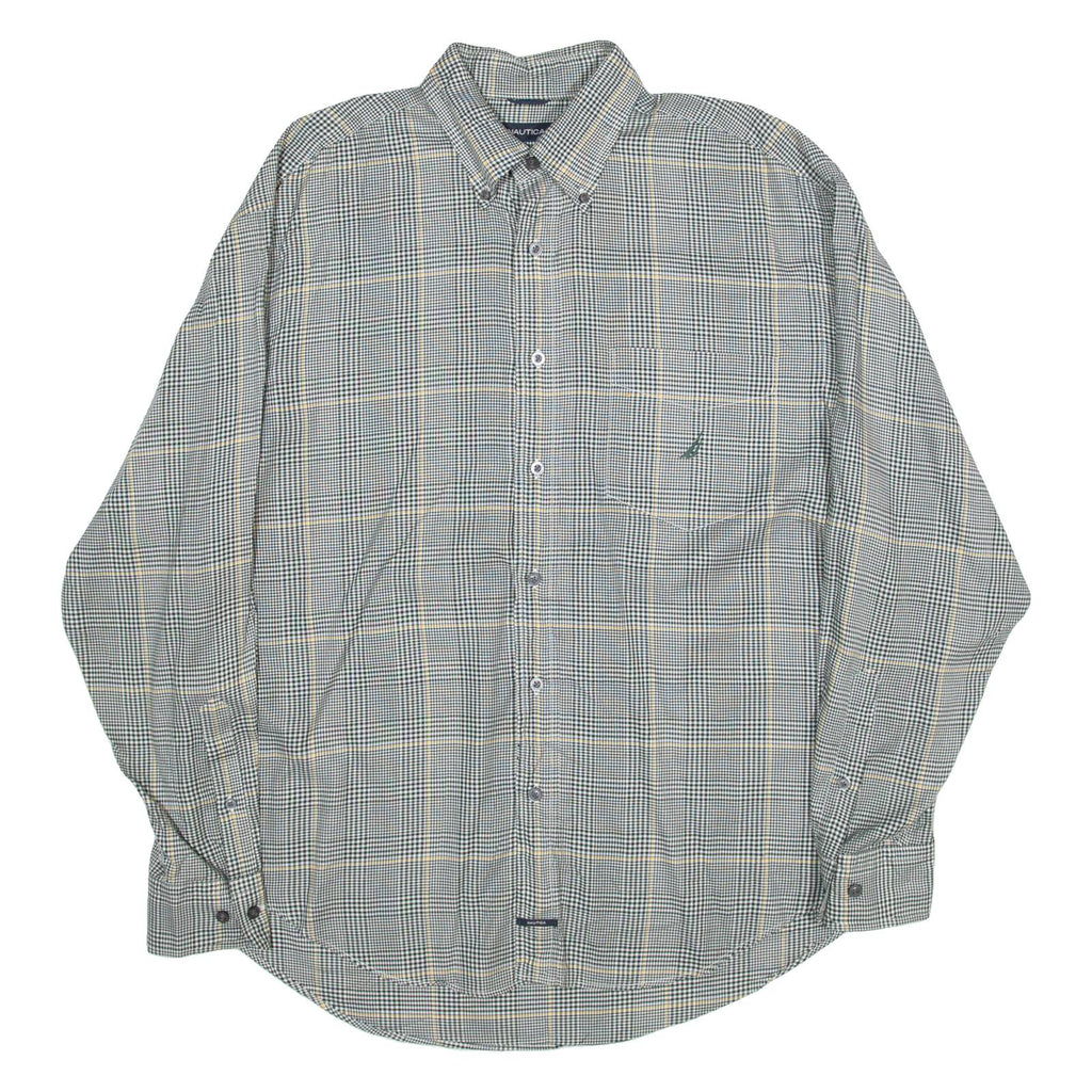 NAUTICA Traveller Twill Mens Shirt Black Check Long Sleeve L