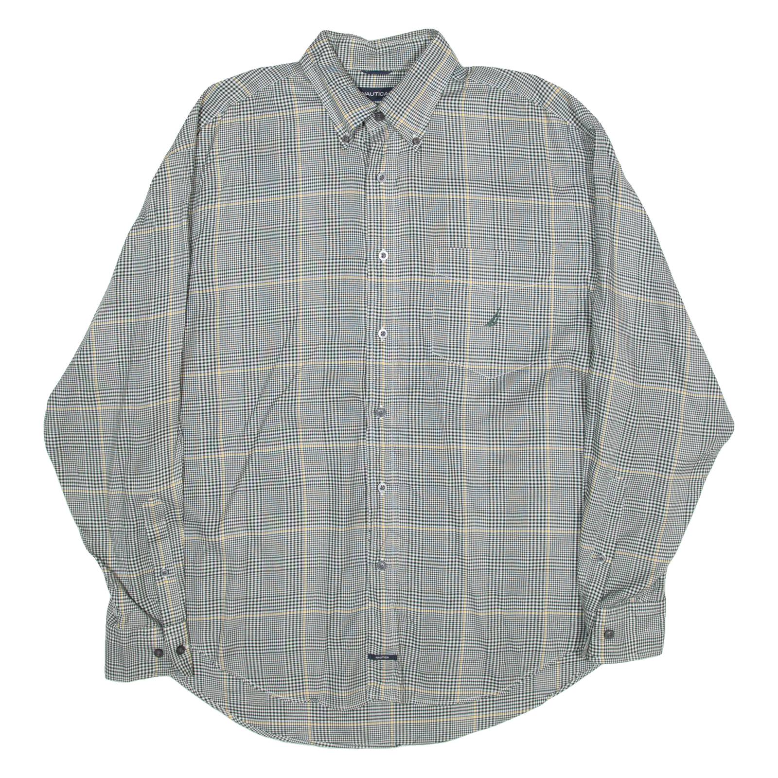 NAUTICA Traveller Twill Mens Shirt Black Check Long Sleeve L