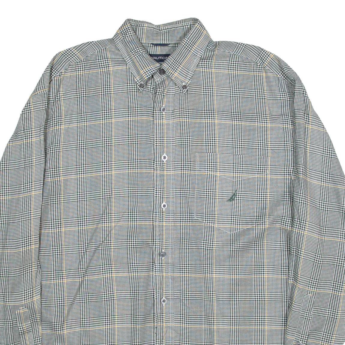 NAUTICA Traveller Twill Mens Shirt Black Check Long Sleeve L