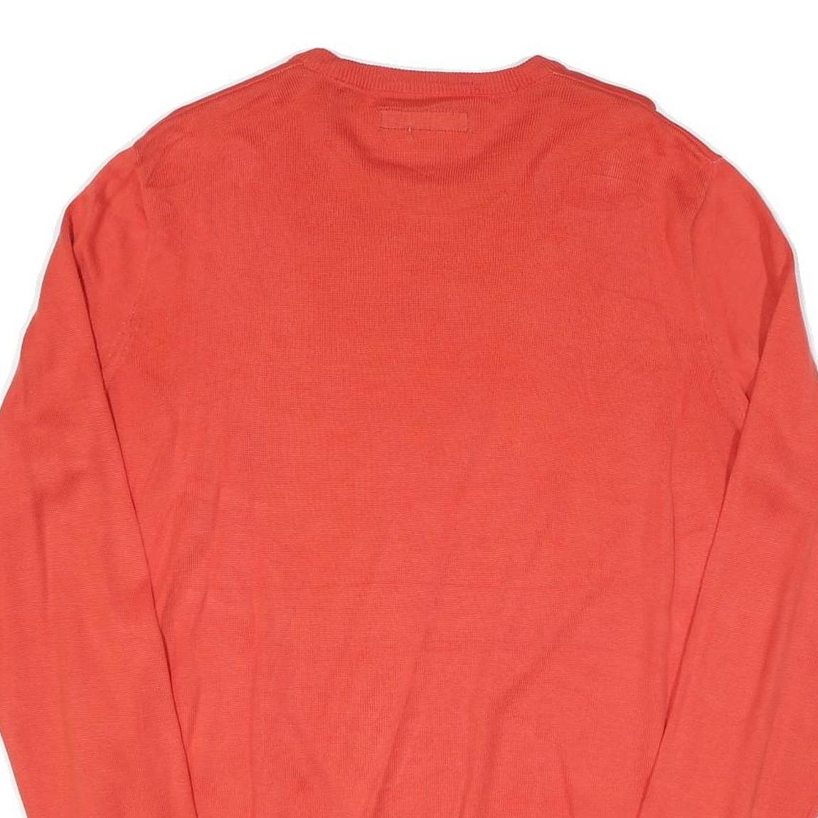 TOMMY HILFIGER Mens Red Plain Crew Neck Basic Knit Jumper L Cotton Blend