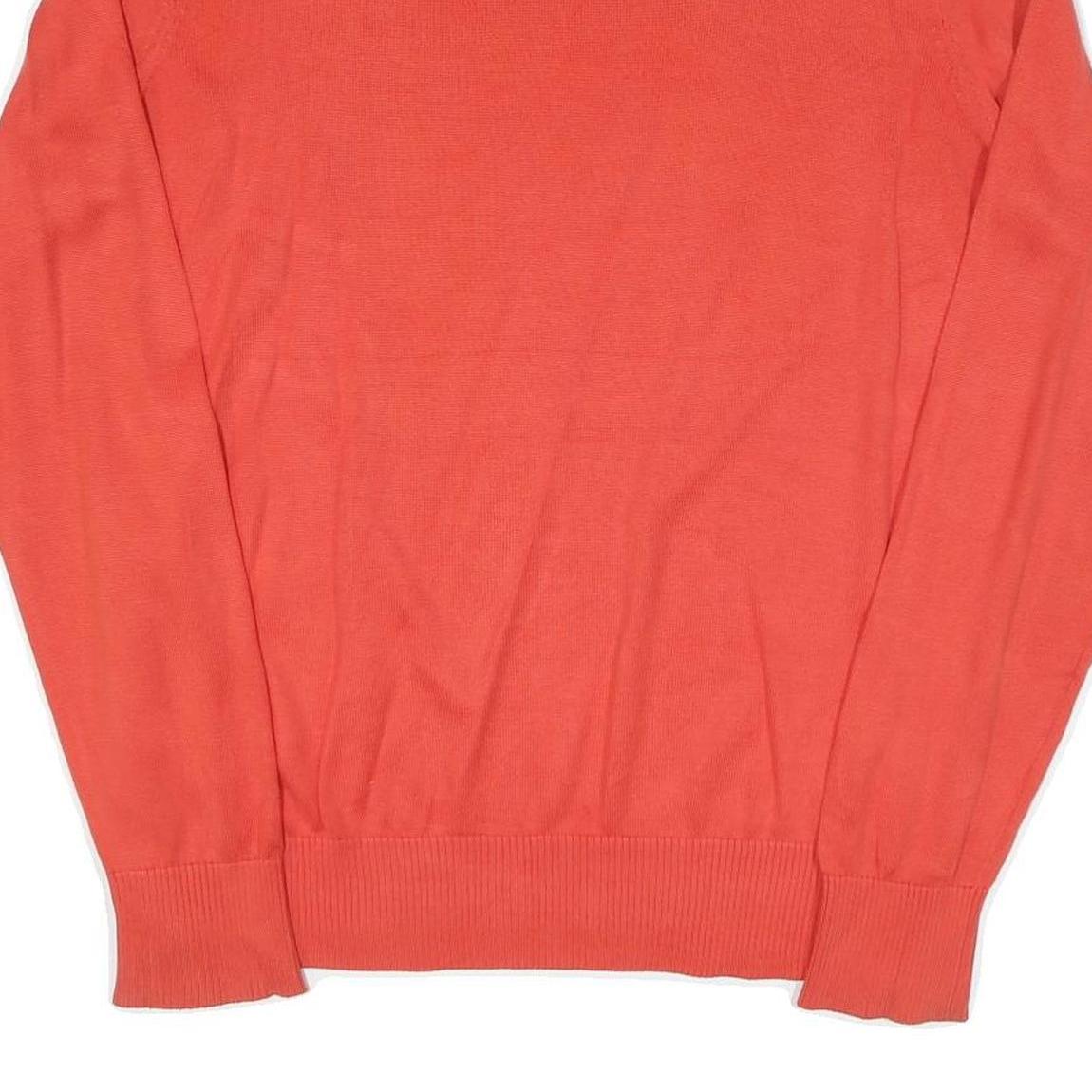 TOMMY HILFIGER Mens Red Plain Crew Neck Basic Knit Jumper L Cotton Blend