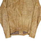 Mens Beige Faux Leather Jacket L Plain Zip Closure Classic Fit Biker Style