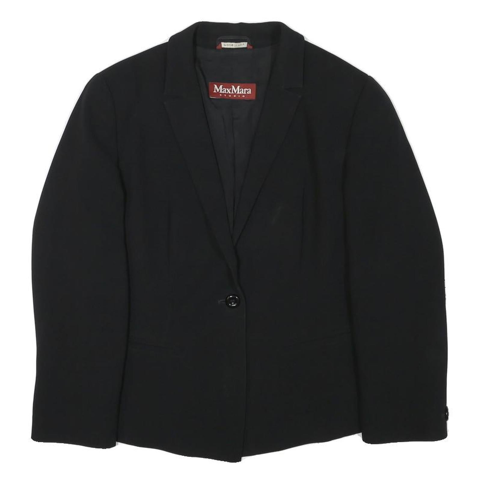 MAX MARA Womens Black Studio Jacket S Polyester Blend Classic Fit Button Closure