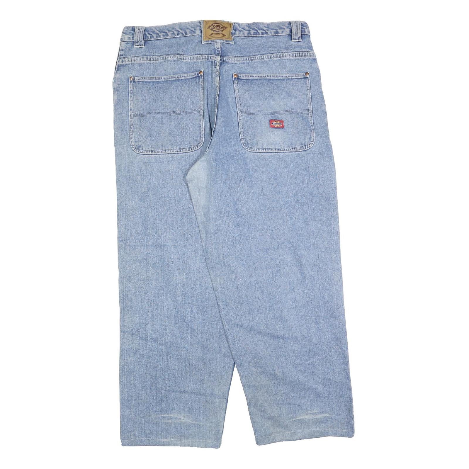 DICKIES Mens Relaxed Light Blue Denim Jeans W38 L30 Casual Cotton Blend Zip