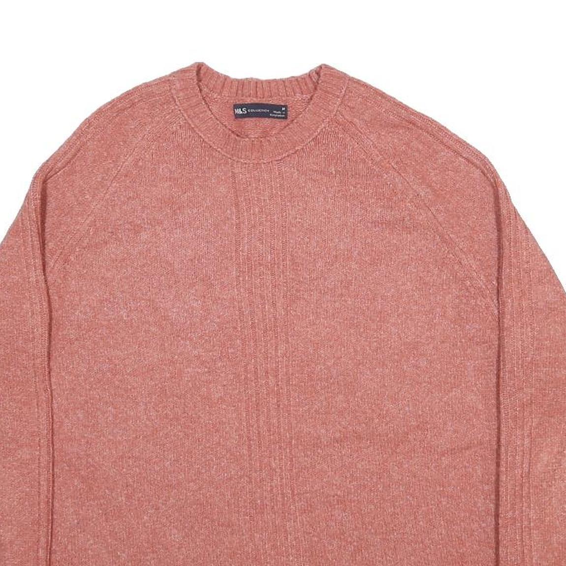 M&S COLLECTION Womens Pink Plain Pullover Crew Neck Basic Knit M Acrylic Blend