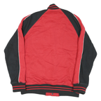 TRUE RELIGION Mens Red & Black Varsity Jacket M Cotton Blend Button Bomber Zip