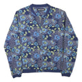 MISERICORDIA Womens Blue Floral Cotton Blend Jacket M Button Closure Bomber