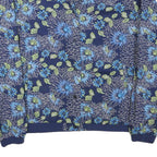 MISERICORDIA Womens Blue Floral Cotton Blend Jacket M Button Closure Bomber