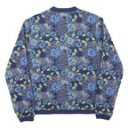 MISERICORDIA Womens Blue Floral Cotton Blend Jacket M Button Closure Bomber