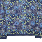 MISERICORDIA Womens Blue Floral Cotton Blend Jacket M Button Closure Bomber