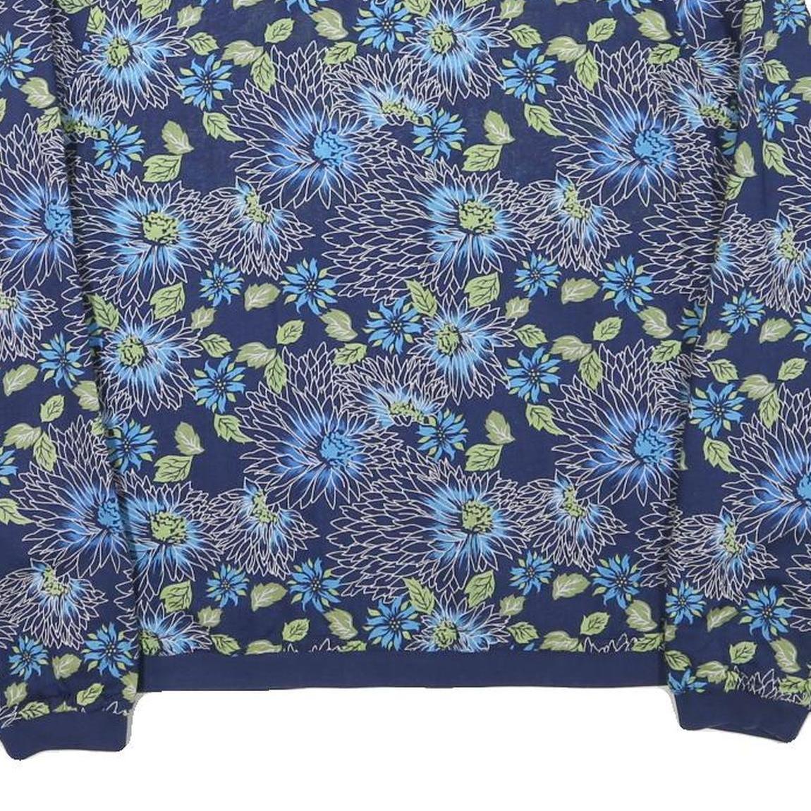 MISERICORDIA Womens Blue Floral Cotton Blend Jacket M Button Closure Bomber