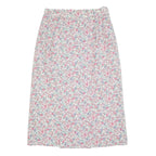 Womens White Floral Pattern Midi Woven Skirt M Casual Summer Everyday